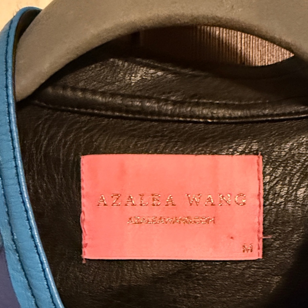 Women's Black and Blue studded Faux Leather Jacket - Picture 2 of 3